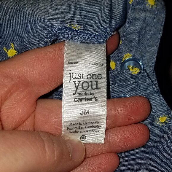 Carter's Just One You Mommy's Little Sunshine Seahorse Romper Baby 3 Months Blue - Picture 4 of 6